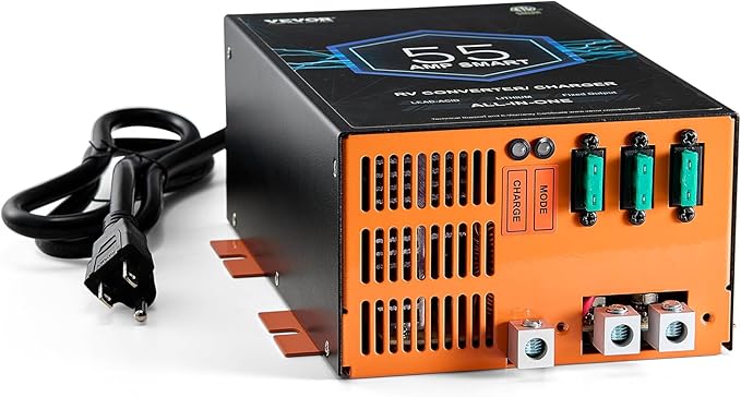 VEVOR RV Converter, 55 Amp, 110V AC to 12V DC RV Power Converter Battery Charger with 4 Stage Smart Charging 13V to 16.5V Adjustable Operating Range, Compatible with Lithium Lead Acid Battery, ETL