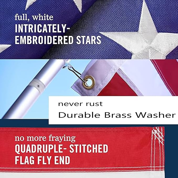 American Flag 2.5x4 FT, Flag For Front Porch,Embroidered Stars, Sewn Stripes, Brass Grommets, Tearproof 420D Nylon Material, All Weather Flag– Unmatched Durability in Any Weather.