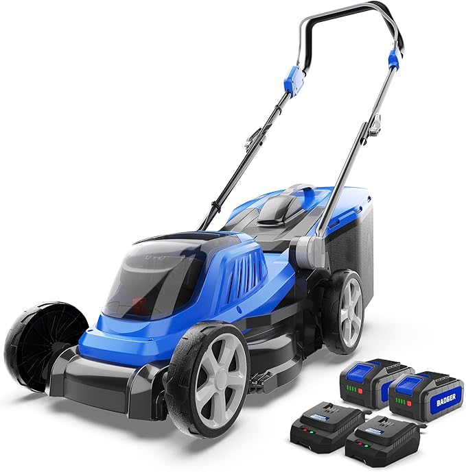 Wild Badger Power 40V 16" Cordless Lawn Mower, Up to 1900sq.ft, Brushless Motor, 5 Height Settings, Bag/Mulch, 20V*2 4.0Ah Battery & Fast Charger, Compact 5-Sec Upright Fold