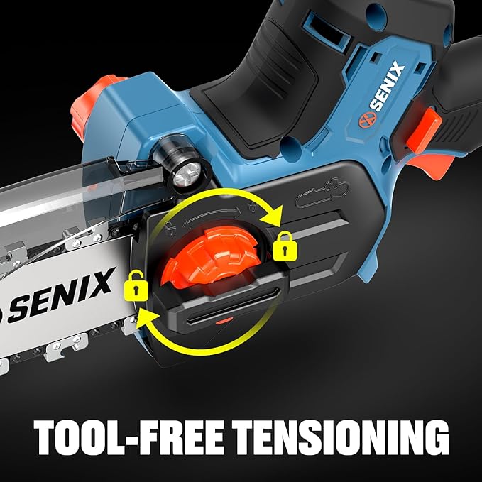 SENIX 20V 5" Mini Electric Chainsaw, Cordless Battery Powered Chainsaw, Brushless Small Handheld Portable Chain Saw, Best Gift for Men Dad Husband Fathers Gardener, Tool Only, CSX2-M3-0