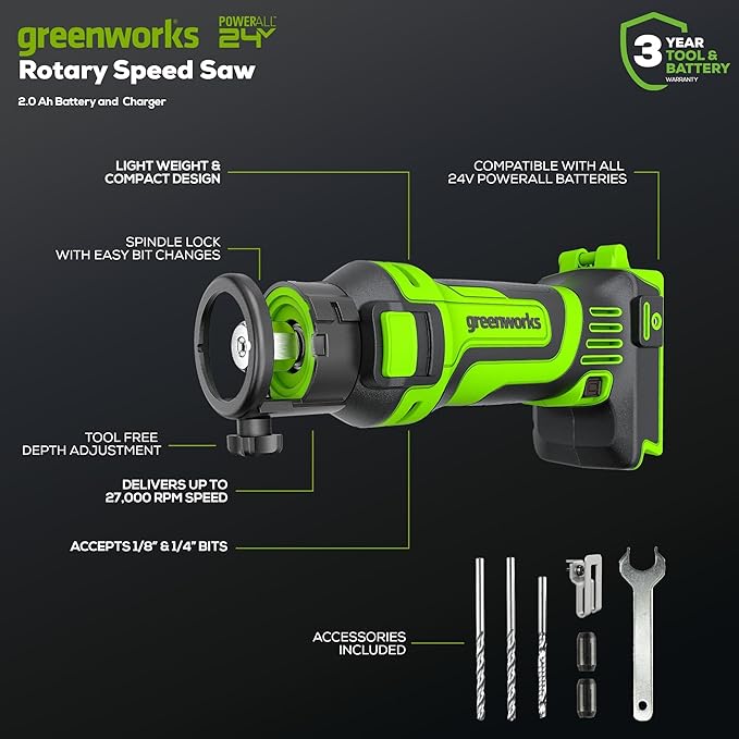 Greenworks 48V (2x24V) Lawn Mower Combo - 21" Push Mower, 12" String Trimmer, 320 CFM Leaf Blower + 24V Cordless Speed Saw - Ideal for Yard & Indoor