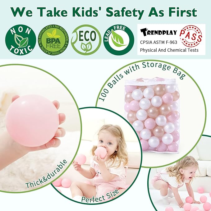 TRENDPLAY Plastic Balls for Ball Pits 2.2 Inch, Pack of 50 100 200 500 Hollow Balls, Perfect for Toddler Baby Pools,Party,Festival Decoration