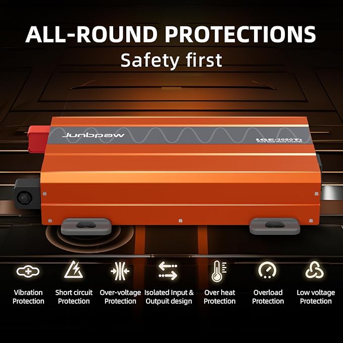 Pure Sine Wave Inverter 12V to 110V Ultra Quiet, Game-Changing Design | 12V to 110 Converter for Home, RV, Camping, Off-Grid & Outdoor Adventures丨DC to AC (LGE-12V-3080Ti)