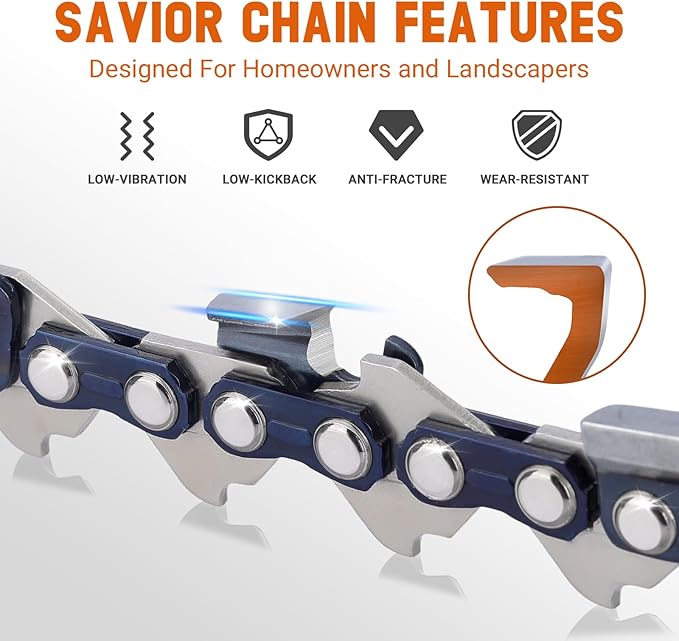 Savior 18 Inch Chainsaw Bar and Chain Combo .325" Pitch .050" Gauge, 72 Drive Links Replacement 180TXLBK095 584408 Chain Saw Bar, For Husqvarna 440, 455 rancher, Jonsered, McCulloch (2 Chains+ 1 Bar)