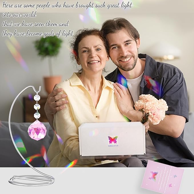 Grief Gifts for Women,40mm Crystal Suncatcher 9-inch Silver Stand with a Greeting Card,in Memory of Loved One Gifts,Memorial for Daughter