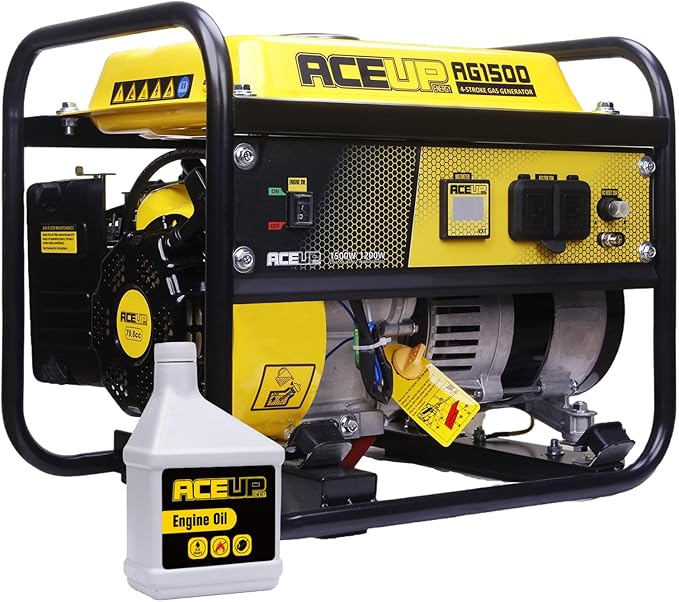 Aceup Energy 1,500W Gas Powered Generator, Portable Generator 4-Stroke 79.8cc, EPA Compliant