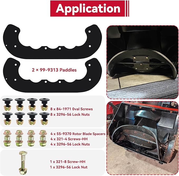 GELASKA 99-9313 Snow Blower Paddles with 55-8760 Scraper 95-6151 Belt Replaces 125-1128, 55-9250, 55-9251, 88-0771 for Toro CCR2400, CCR 2450 GTS, CCR2500, CCR3000, CCR3600, CCR 3650 GTS Snowthrowers