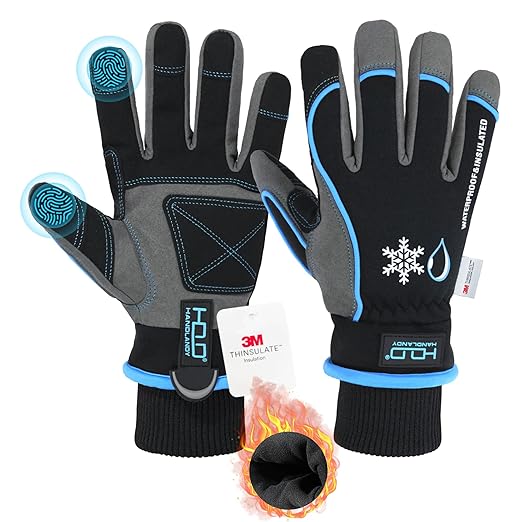 HANDLANDY Waterproof Insulated Work Gloves, 3M Thinsulate Thermal Winter Gloves for Men Women Touch Screen, Warm Ski Snowboard Cold Weather Gloves (2XL, Blue)