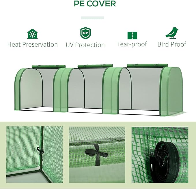 Greenhouses for Outdoors Heavy Duty, Large Walk in Green Houses for Outside with Roll-Up Door & Reinforced Frame