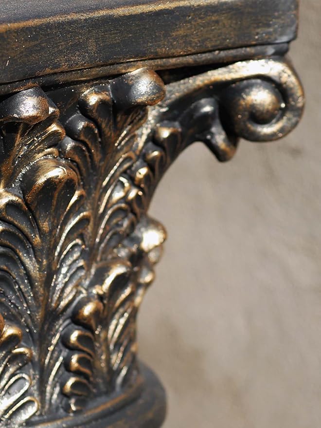 Decorative Roman Column Pedestal, Black Bronze, MGO Cement with Fiber, Classical Garden Pillar, Indoor Outdoor Decor, 23.6 inch Height, Wrap Foam Safely Delivered from Local Warehouse