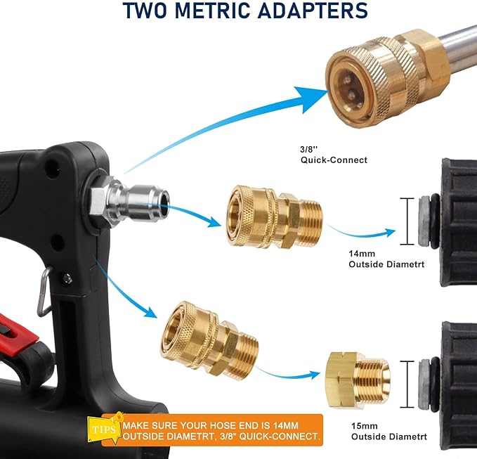 High Pressure Washer Nozzle Set, 7 Pieces Variable Speed Connection, High Pressure Washer Quick Nozzle, 1/4" Quick Connection, 4000 PSI (Washer Wand With 7 Nozzle)