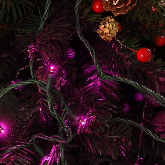 100 LED 5MM Pink Christmas Lights, 33FT Indoor/Outdoor String Light, Mini Lights for Garden, Patio, Christmas Trees - Green Wire, Commercial Grade, UL Listed