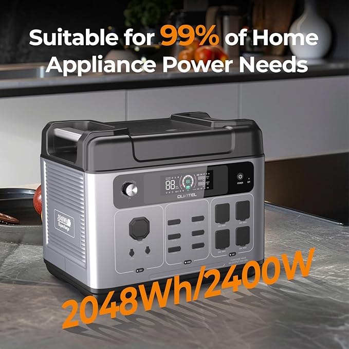 OUKITEL P2001 Plus 2400W Solar Generator, 2048Wh Solar power station(Solar Panel Optional), 1800W Fast Charging, Smart APP Control Emergency Power Station for Home, Camping, Outdoor Battery Backup