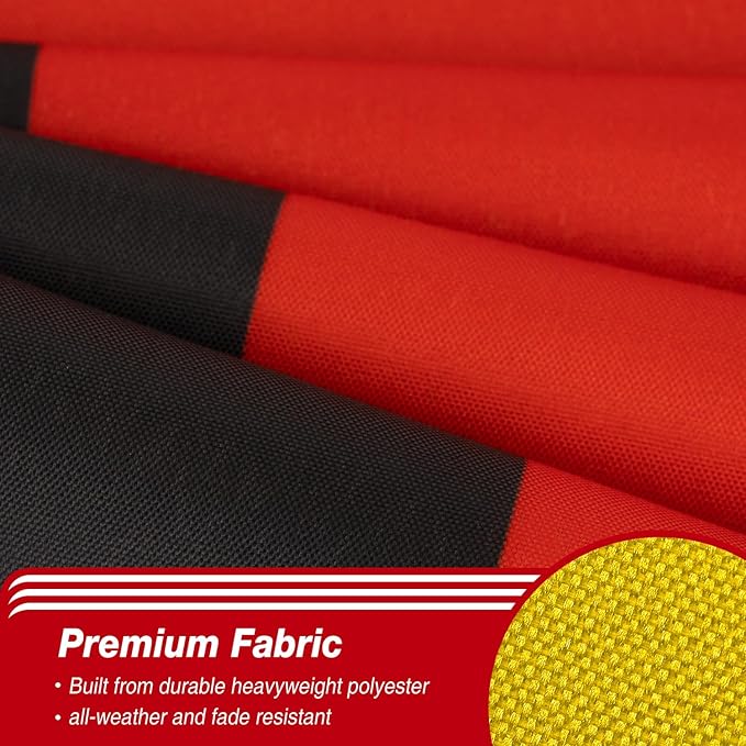 Germany German Flag 3x5 ft Outdoor, Double Sided 3 Ply Heavy Duty National Flag for DE, 100% Quality Polyester German Banner with Brass Grommets 4 Rows Stitches