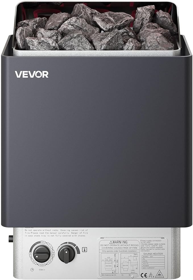 VEVOR Sauna Heater,220V Electric Sauna Stove, Steam Bath Sauna Heater 3h Timer and Adjustable Temp for Max. 176-318 Cubic Feet, (4.5KW) FCC Certification