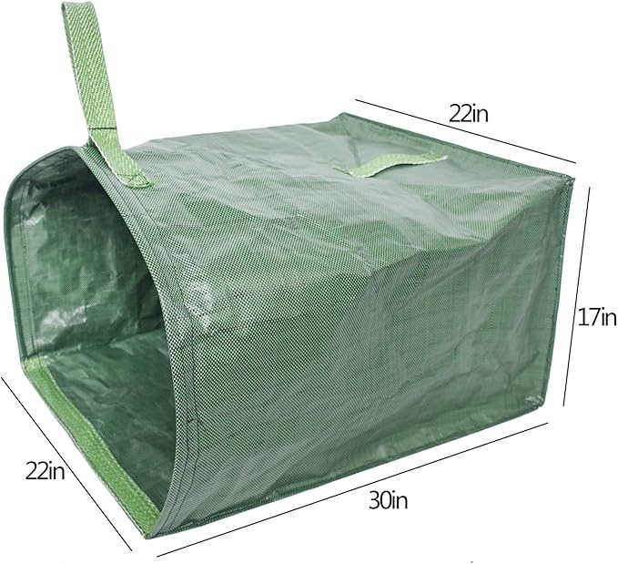 UNISTRENGH Garden Lawn Leaf Yard Waste Bag Large Clean Up Container Tote Gardening Trash Reusable Garbage Storage Bags, 53 Gallons (Green-Single)