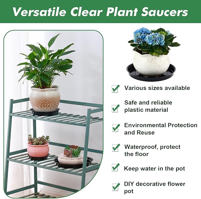 40 Pack 4 Inch Plant Saucer, Black Plant Saucers for Indoors No Holes, Plastic Plant Saucer for Plant Pots Plant Water Catcher Tray, Small Flower Pot Saucers Bulk Plant Drip Trays for Potted Plants