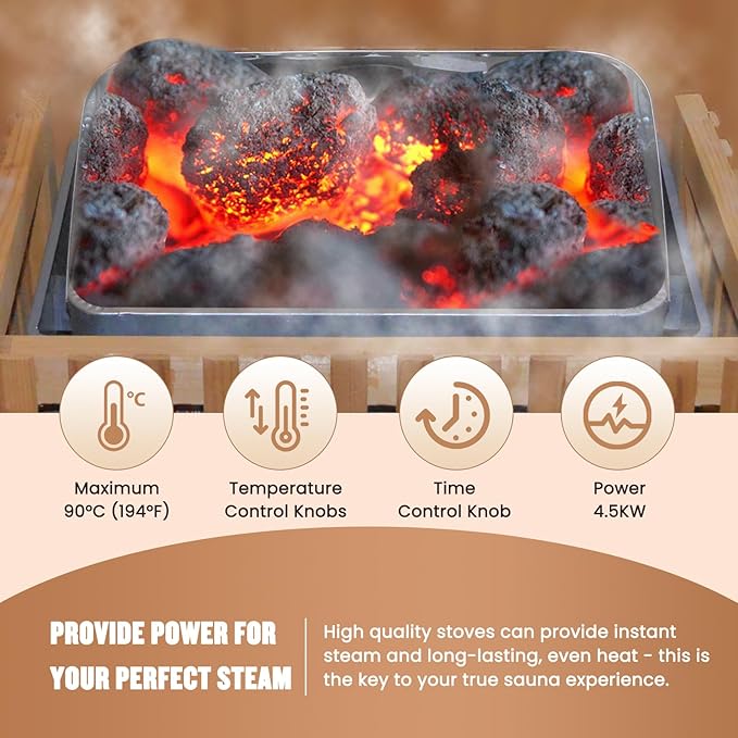 Outdoor Barrel Sauna 4 Person Traditional Steam Sauna 220V Wood Personal Spa Room with 4.5KW Heater Thermometer Hourglass Cup Holders 59''x74.21"x75.85"