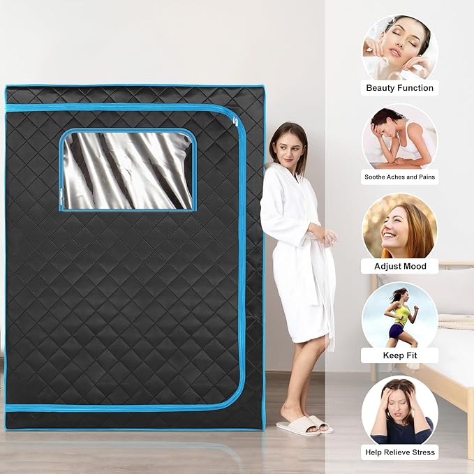 Portable Infrared Sauna for Home, 2 Person Sauna Tent for Relaxation & Detox, Dry Heated Personal Indoor Sauna with Remote Control, 2 Foldable Chairs, Full Body Spa for Gym/Pilates/Garage