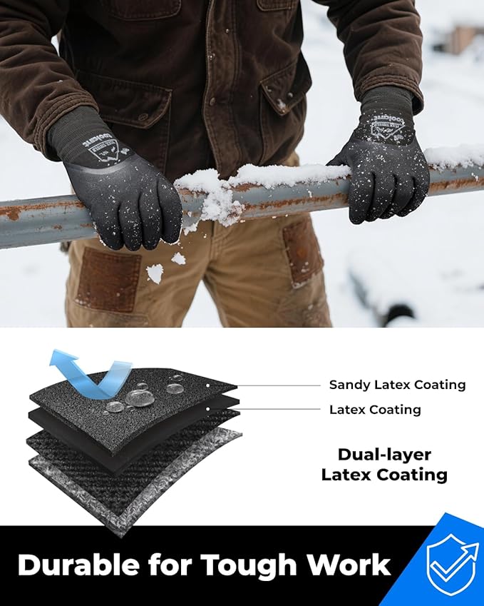 toolant Winter Work Gloves for Men & Women, 3/4 Waterproof Freezer Gloves with Thermal Insulated, Durable, Strong Grip