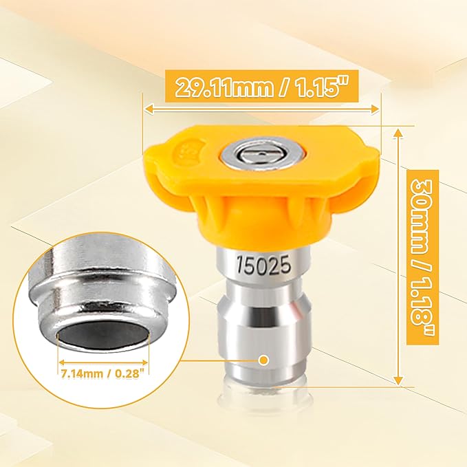 Tool Daily Pressure Washer Tips, 15 Degree Yellow Power Washer Nozzle Tips 7 Pack with Nozzle Holder, 1/4 Inch Quick Connect, 4000 PSI