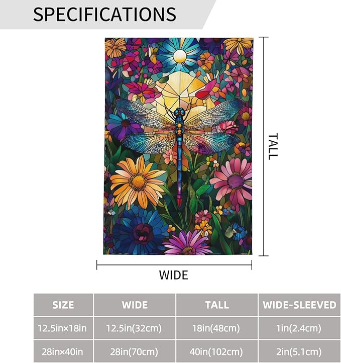 Dragonfly Flowers Garden Flag Vertical Double Sided Outdoor Yard Flags 12.5x18 Inch Burlap Banners for House Lawn