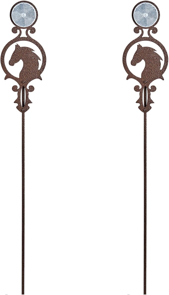 Touch of Class Pathways Reflective Driveway Marker Stake Set of Two for Outdoor Use | Horse Silhouette Design | Personalized Tall Reflector Set of 2 | Weathered Bronze Durable Finish