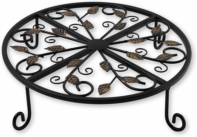Metal Plant Stand – 2-Pcs Set 12-inch Outdoor and Indoor Plant Stand – Modern Plant Holder for Indoor and Outdoor Plants – 3-Inch Tall Planter Stand for Garden, Patio, Living Room, Balcony