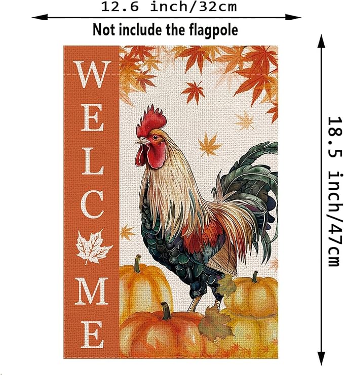 Seasonal Garden Flags Chicken Double Sided Flags Set of 11 Holiday Farmhouse Indoor Outdoor Yard Lawn Christmas Gifts Decorations 12.5x18 Inch