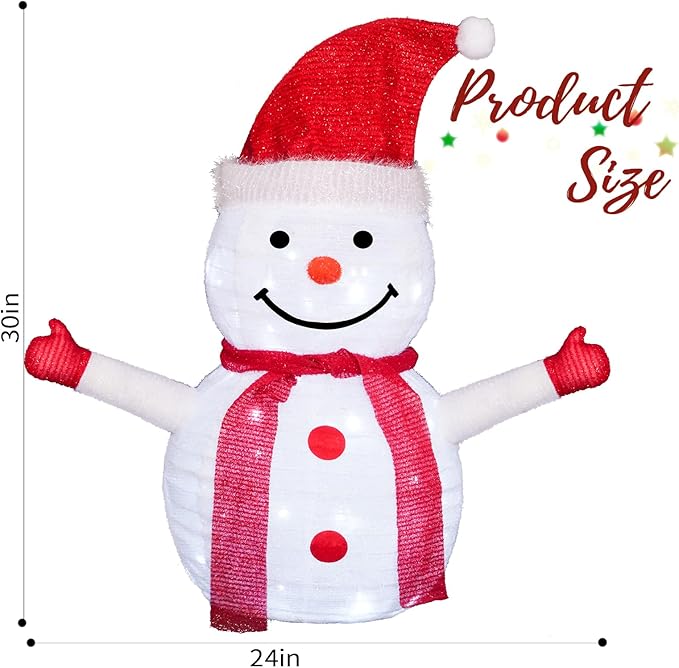 Christmas Standing Lighted Snowman Decoration, Battery Operated Light-Up Christmas Decorations for porches, lawns, Yards, Indoor and Outdoor (2.75ft)