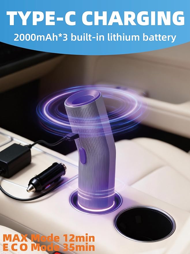 Handheld Vacuum Cordless, 4 in 1 Portable Mini Car Vacuum Cleaner with 15000pa Suction Power, 2 Suction Modes & Multi-Nozzles for Home Pet Office, Silver