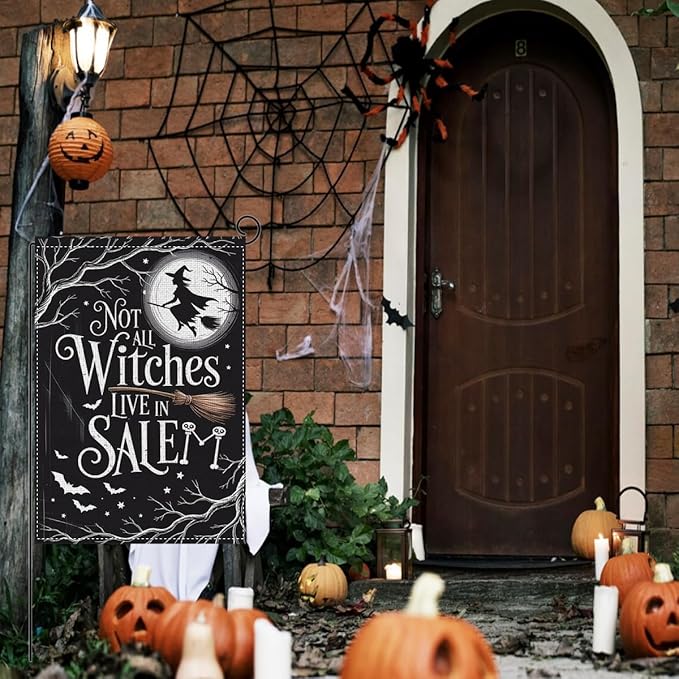 HTBIG Halloween Decor Garden Flag, Halloween Witches Garden Flags, Yard Flags for Outside 12x18 inch, Outside Yard for Home Decorations