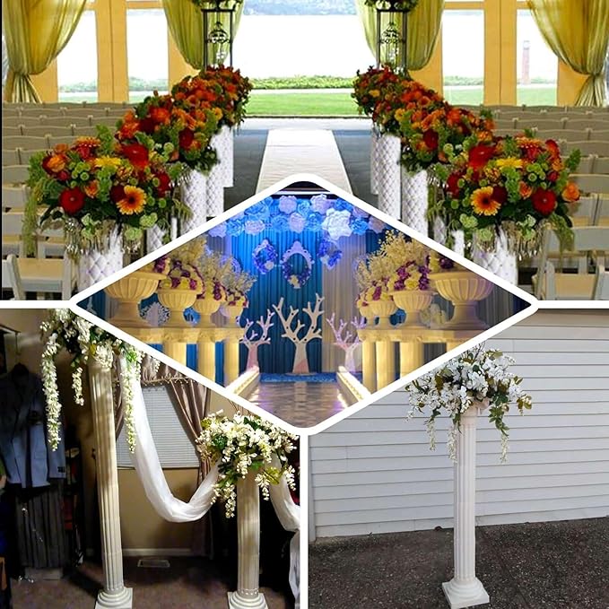 Efavormart 4 Pillars/Set Venetian Roman Wedding Columns Holds Flower Plates 41" Tall(Height Adjustable)