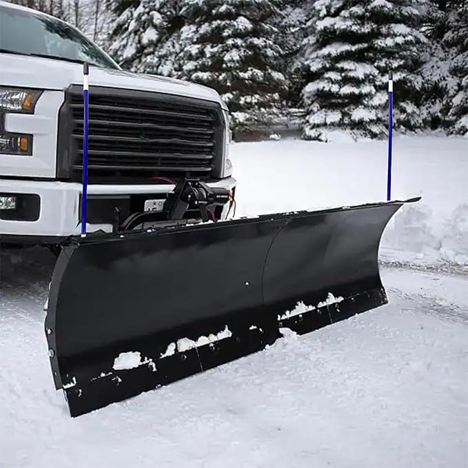 Snow Plow Blade Markers Guides Kit 24''304 Stainless Steel Vertical Stud Mount Joint Never Break Never Rust High Visibility Fit for Boss Western plows and More (Blue)