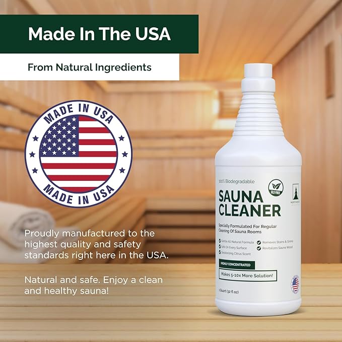 Sauna Cleaner - Natural Wood Cleaner & Deodorizer - Makes 10x More Solution - 1 Quart (32 Fl Oz)