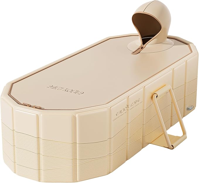 59''Portable insulated bathtub, Ice Bath Tub for Athletes, Inflation-free bathtub for shower, Ice Plunge Tub with Cover, Baths at Home & Outdoor（with Cover）