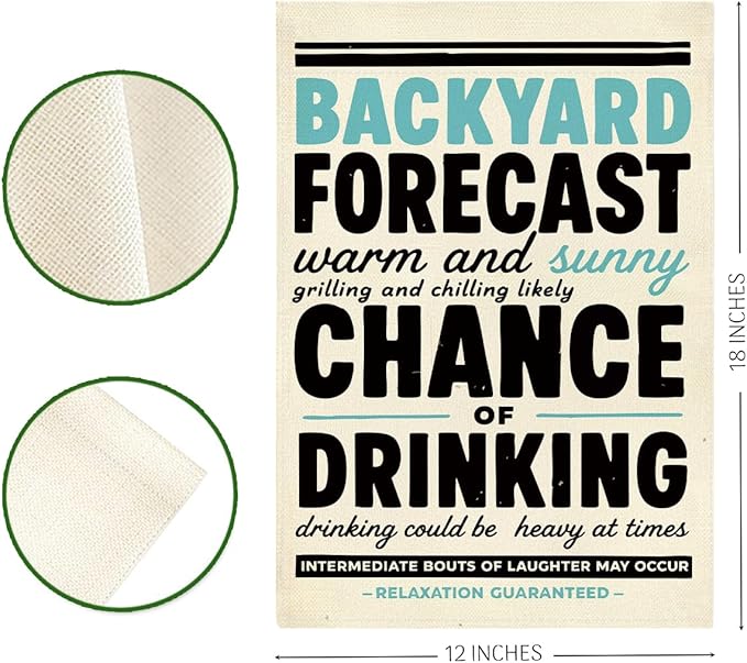 Funny Welcome to Our Backyard Garden Flag Home Farmhouse Holiday Outside Outdoor Lawn Decorations Yard Flag Double Sided 12x18 Inch