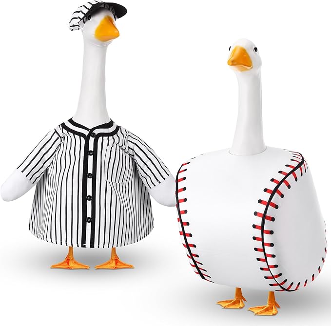 Abbylike 2 Set Baseball Goose Outfit Baseball Costume Lawn Porch Game Day Clothes for 23" Goose Outdoor Patio Yard Lawn Art Ball Celebrations Decor