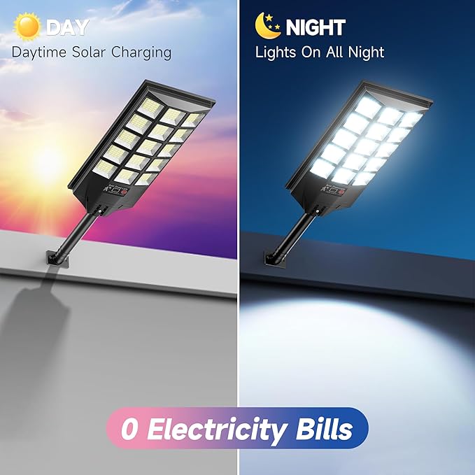 Solar Lights Outdoor for Outside, Waterproof Solar Street Lights Outdoor, 6500K Dusk to Dawn Security Flood Lights Motion Sensor with Remote Control for Yard, 2 Pack