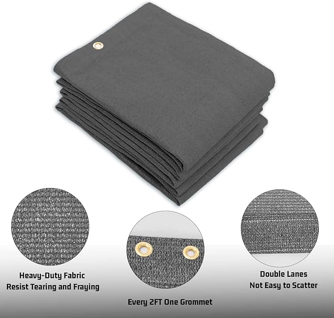 SUNNY GUARD Shade Cloth Custom Size 7x10 FT Sun Shade Screen Fabric Shade Cover Tarp with Grommets for Pergola Backyard Garden, Dark Grey(We Customized)