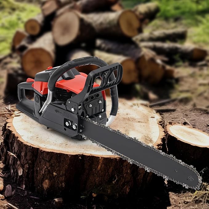 18 Inch Gas Chainsaw 58CC 2.2KW Petrol Chainsaw 2-Stroke GasChain Saws, Engine Chain Saw Set Gas Chainsaws for Cutting Wood Outdoor Home Farm Us (Black)