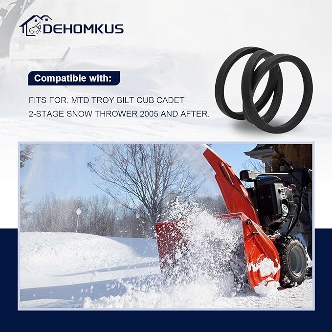 2Pack Snow Thrower Auger Belt 954-04195A Fits for Troy Bilt Cub Cadet Craftsman MTD 954-04195 754-04195 754-04195A - 1/2"x 37"