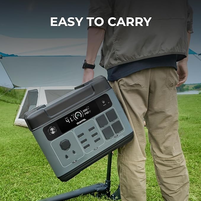 OUKITEL P2001 PLUS 2400W Portable Power Station with 4 AC Outlets(5000W Peak), 2048Wh Large Capacity Solar Generator with 200W Solar Panel, AC/DC BMS Emergency Power Station for Home Backup, Camping