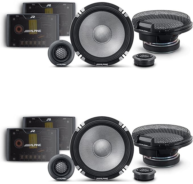 Alpine R2 Speaker Bundle -Two Pairs of R2-S652 6.5" R-Series Pro High-Resolution 2-Way Component Speakers