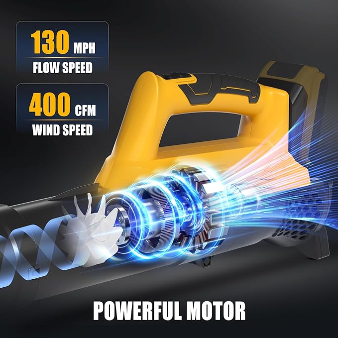 Ultra Lightweight Cordless Leaf Blower Compatible with Dewalt 20V MAX XR Battery (No Battery) - 400 CFM/130 MPH Electric Leaf Blowers for Deck, Patio, Driveway,Yard,Garage Cleaning (Tool Only)