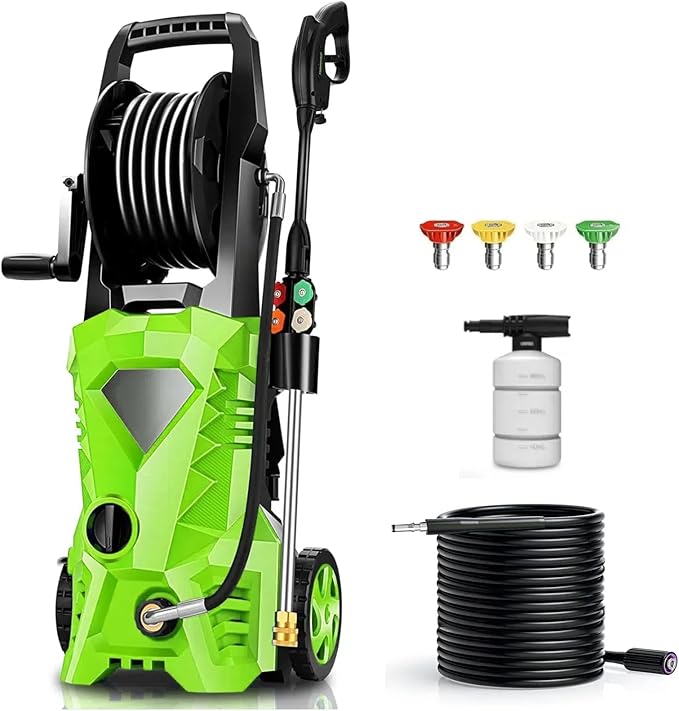 5000PSI Eectric Pressure Washer 2025 2.8GPM High Power Washer with 4 Pressure Nozzle and Soap Bottle for Home, Car Washing, Fence Cleaning, Patio (Green)