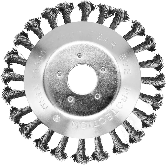 10 Inch Steel Wire Trimmer Head, Weedeater Wheel Brush Cutter, Trimmer Blade Head for Weedeater, Compatible with Husqvarn, Sthl, Moss Grass Removal with 25.4mm/1inch Arbor