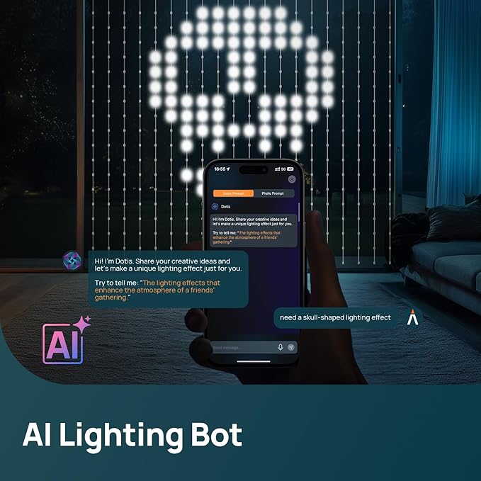 Linkind Smart Curtain Lights, 400 LEDs Smart AI Curtain String Lights with APP DIY GIF Text, Color Changing Halloween Christmas Decorations for Outdoor Indoor Bedroom Window Decor, 5.9×5.5ft