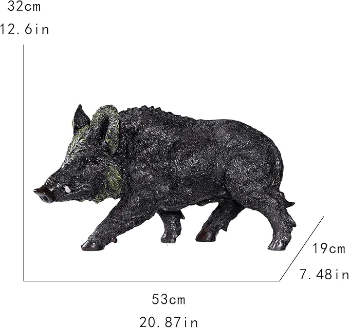 20.87 inch Wild Boar Statue Garden Decor. Durable Resin Outdoor Garden Sculpture and Yard Art Decoration. Suitable for Courtyard Lawns and Patios - Large Lifelike Animal Statue with Weather