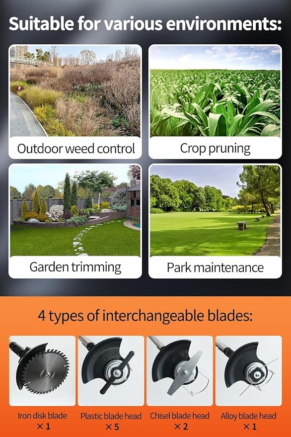 Cordless Weed Wacker,Electric Weed Eater,2 Batteries,Grass Trimmer Cordless,Black-A